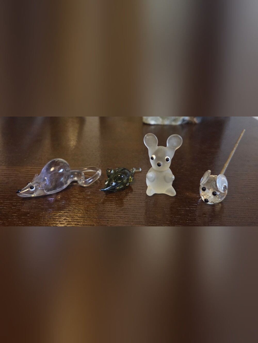 Glass Mouse Figurines -Decorative Small Pet Accent Set Of 4